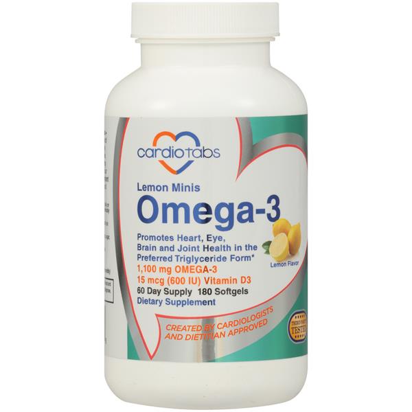 CardioTabs Omega-3 + Vitamin D3 Lemon Minis Dietary Supplement Softgels