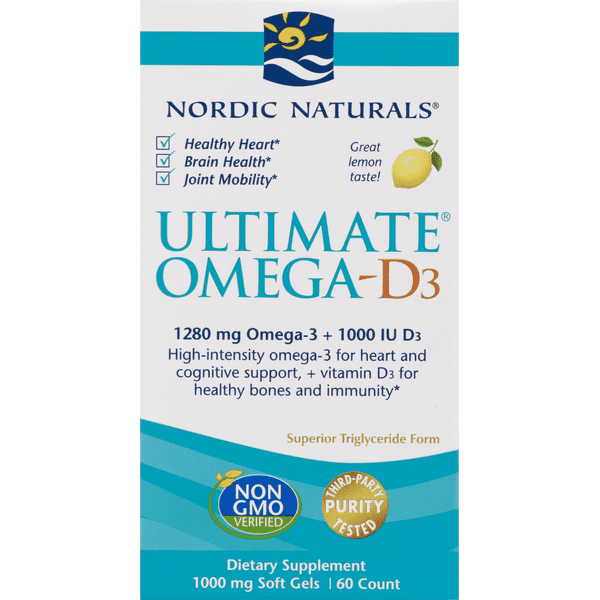 Nordic Naturals Ultimate Omega-D3, Lemon Flavor Soft Gels