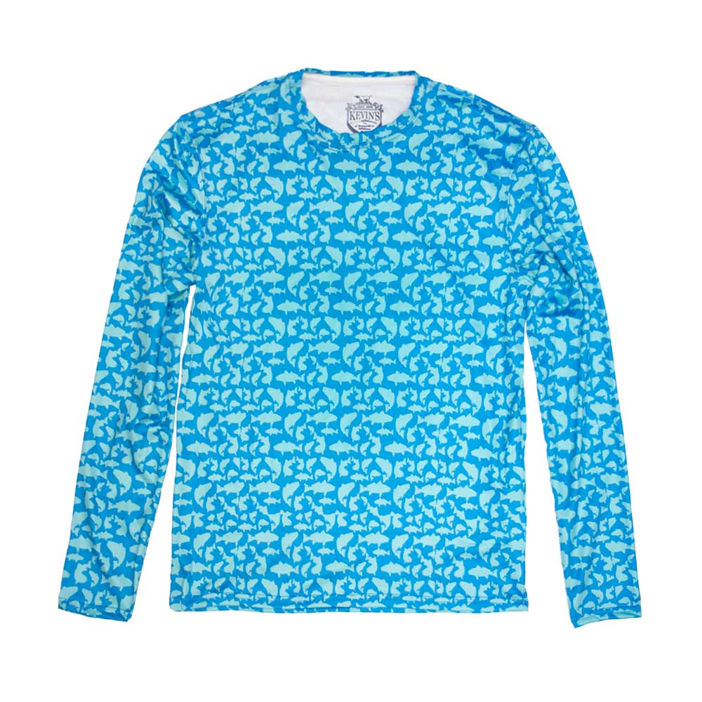Kevin's Custom Printed Long Sleeve Redfish Performance T-Shirt-Men's Clothing-Blue-S-Kevin's Fine Outdoor Gear & Apparel