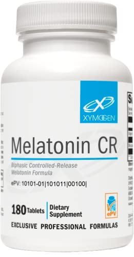 XYMOGEN Melatonin CR - Time Release Melatonin 5mg Supplement with Vitamin B6 - Nighttime + Immune Support - Biphasic Delivery Releases Quickly Then Steadily (180 Melatonin Extended Release Tablets)