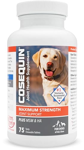 Nutramax Cosequin Max Strength Joint Health Supplement for Dogs 75 Chewable Tablets