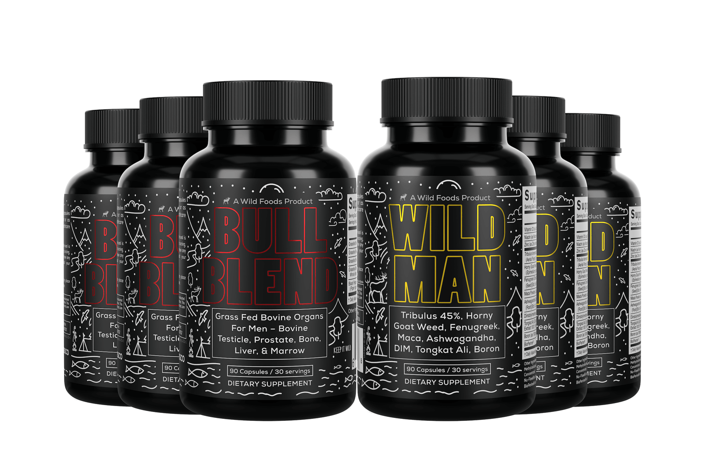 Wild Man: Herbal Mineral Hormone Stack For Men - Tribulus, Tongkat Ali, Boron, Niacin, Zinc, D3, and more by Wild Foods