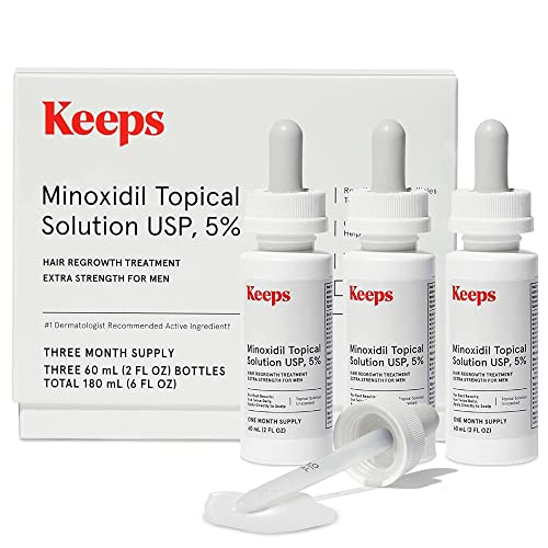Keeps Extra Strength Minoxidil Solution for Men 3 x 2oz Bottles 3 Months