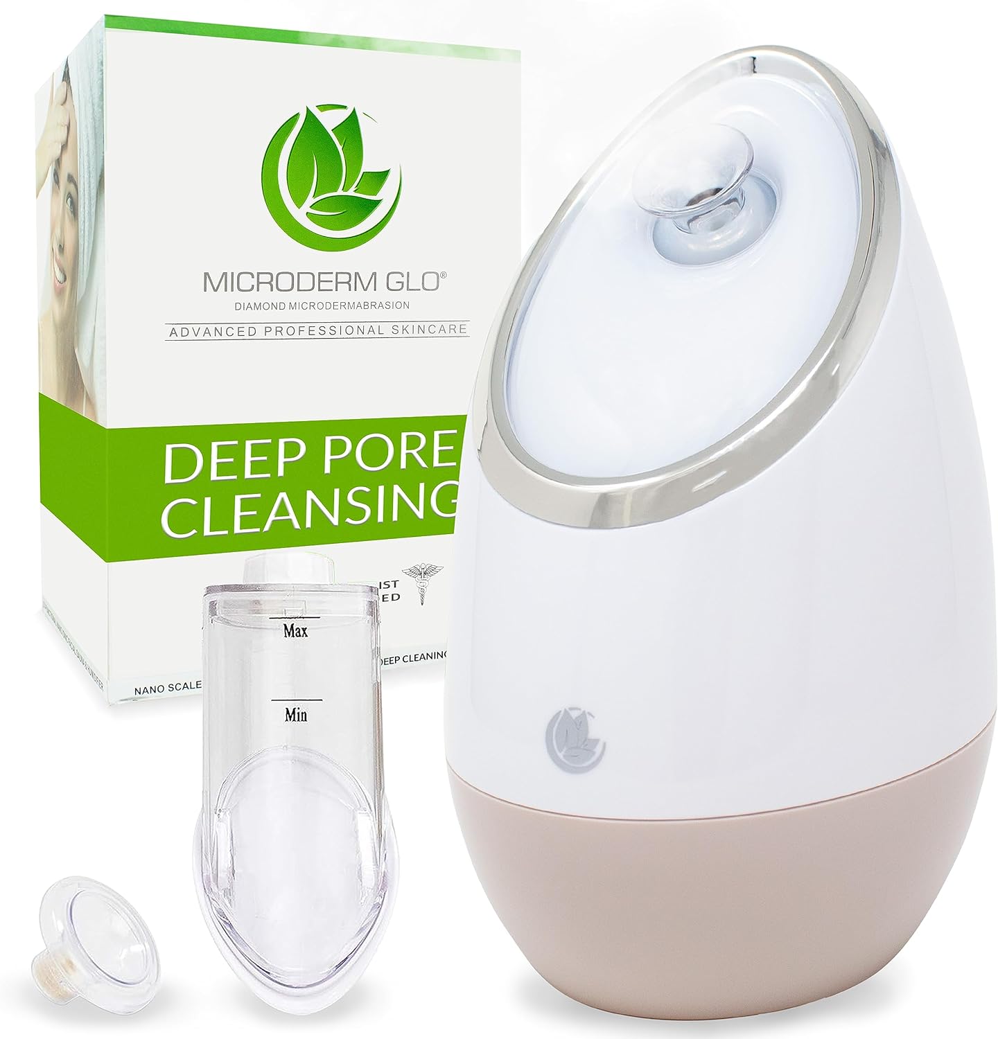 Facial Steamer SPA+ by Microderm GLO - Best Professional Nano Ionic Warm Mist, Home Face Sauna, Portable Humidifier Machine, Deep Clean & Tighten Skin, Daily Hydration for Maximum Serum Absorption