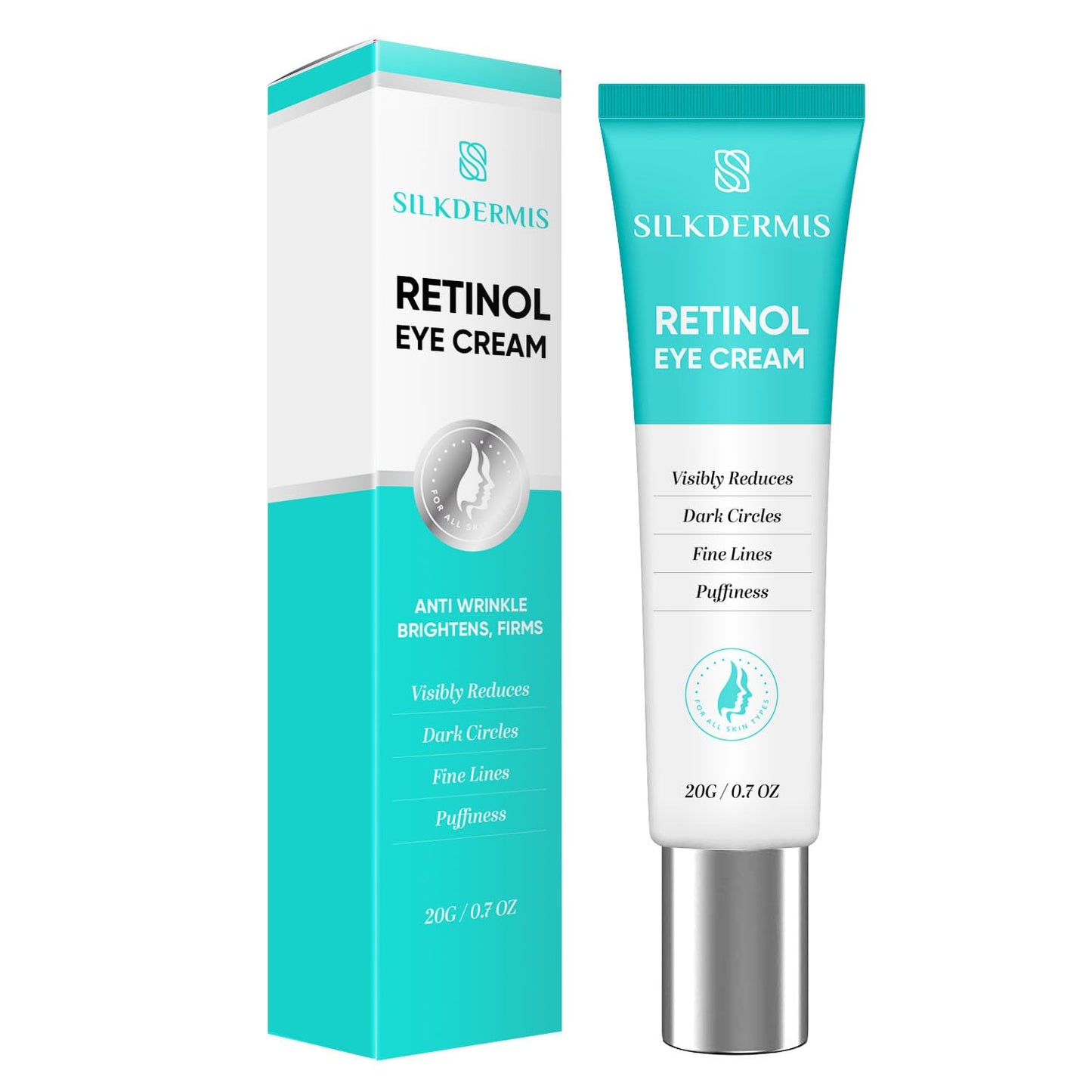 SILKDERMIS Retinol Eye Cream, Eye Cream for Dark Circles and Puffiness, Eye Cream Anti Aging, Under Eye Cream, Eye Cream for Puffiness and Bags Under Eyes, Visibly Reduces Fine Lines 0.7oz