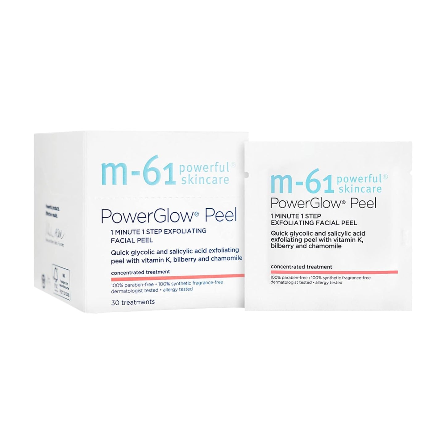 M-61 PowerGlow¨ Peel- 30 Treatments- 1-minute, 1-step exfoliating glow peel with glycolic, vitamin K & chamomile