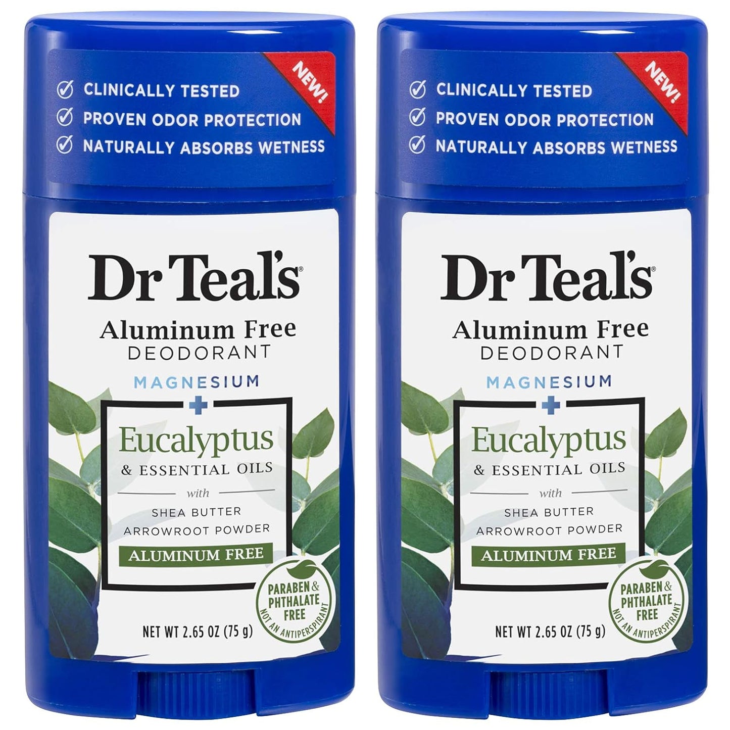 Dr. Teals Eucalyptus Deodorant Gift Set (2 Pack, 2.65oz Ea.) - Eucalyptus Essential Oils with Shea Butter & Arrowroot Powder - Aluminum, Paraben, & Phthalate Free - Dermatologist Tested