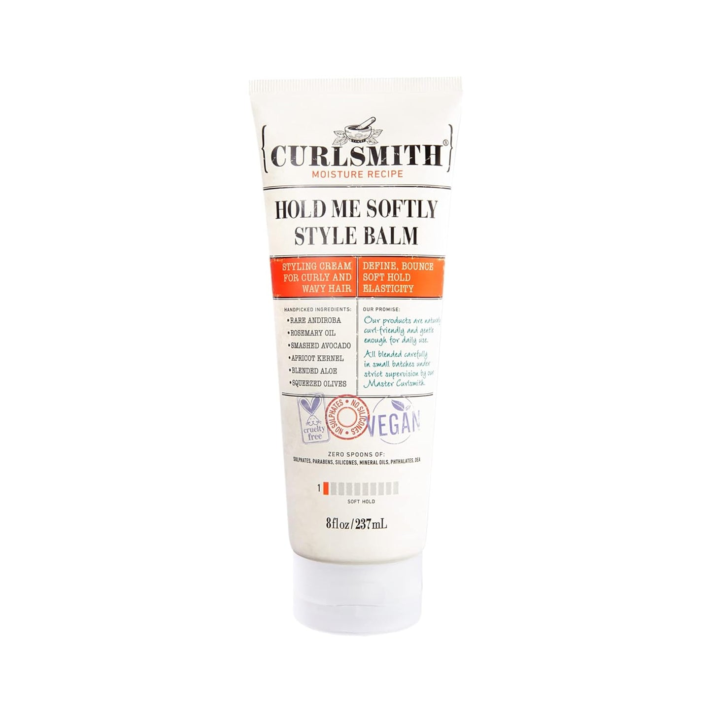 CURLSMITH - Hold Me Softly Style Balm - Vegan Soft Hold Styling Cream for Wavy and Curly Hair, Natural Look (8fl oz)É