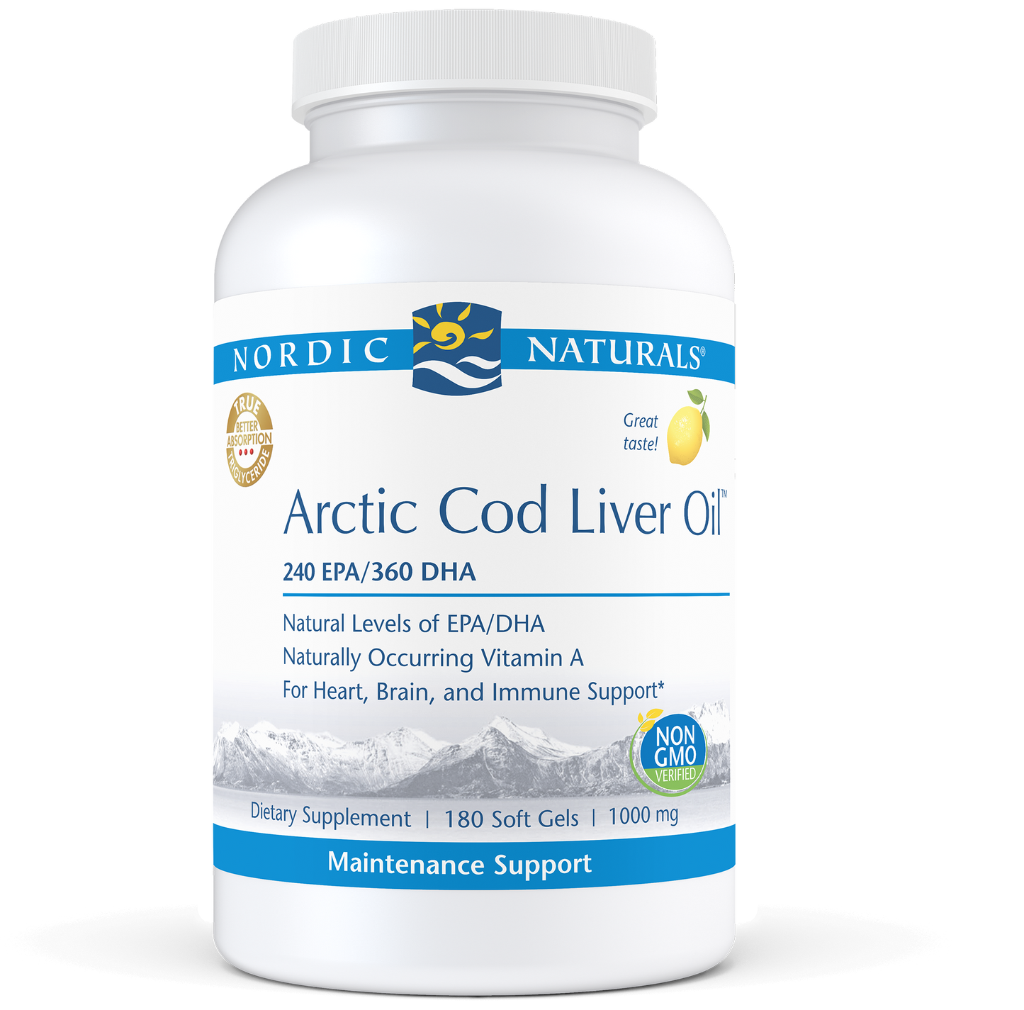 Nordic Naturals Arctic Cod Liver Oil Lemon 180 gels