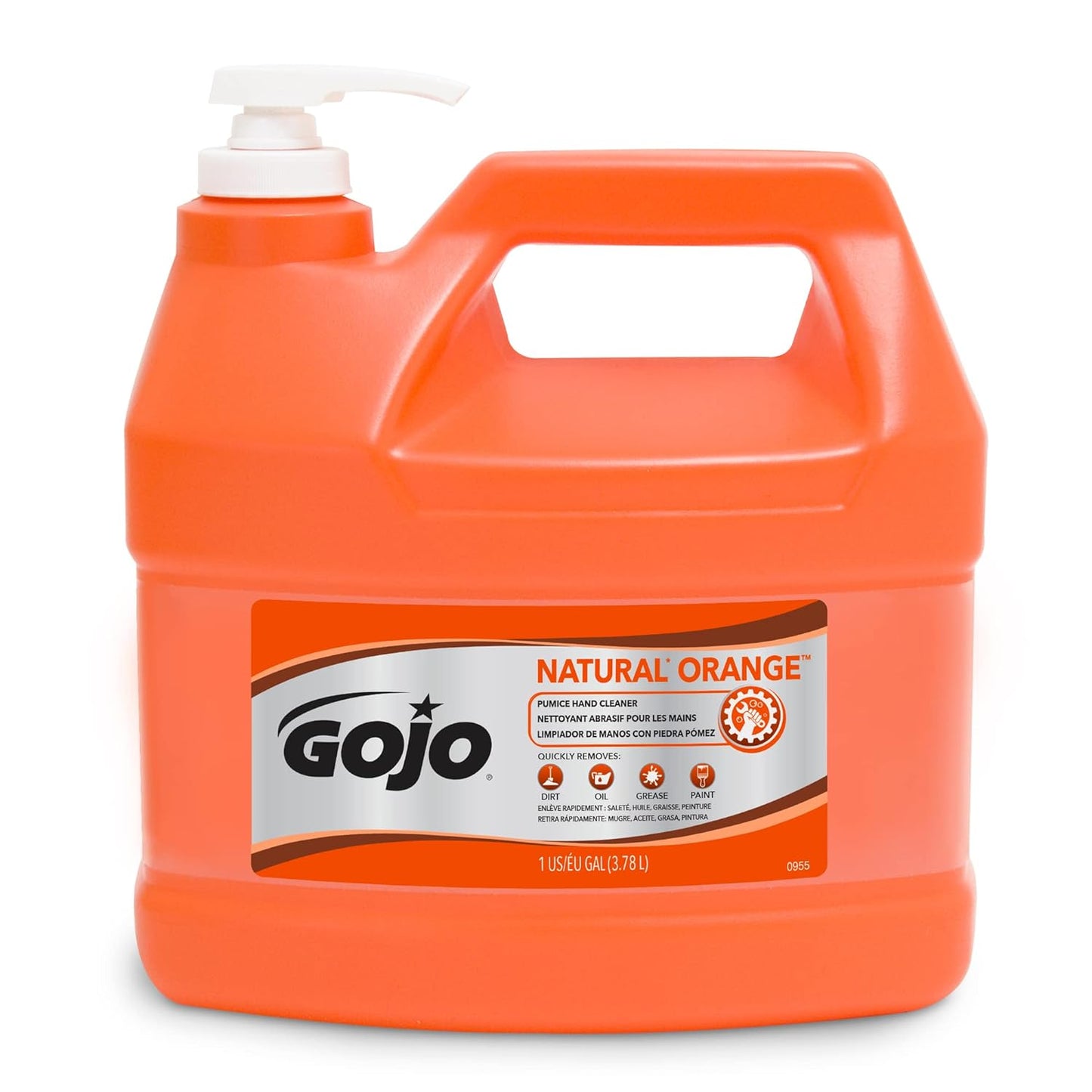 GOJO NATURAL ORANGE Pumice Hand Cleaner, 1 Gallon Quick Acting Lotion Hand Cleaner with Pumice Pump Bottle (Pack of 1) Ð 0955-02