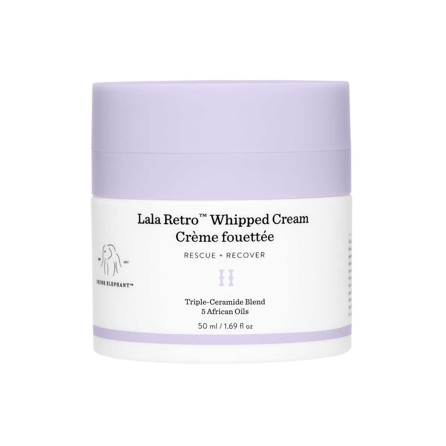Drunk Elephant Lala Retro Whipped Cream. Replenishing Moisturizer for Skin Protection and Rejuvenation. 50 Milliliters.