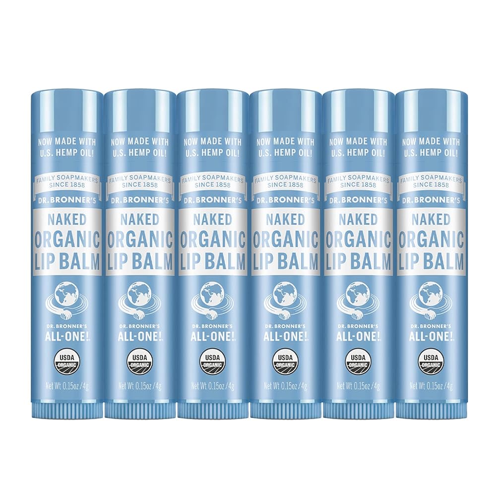 Dr. Bronner's - Organic Lip Balm (Peppermint, 15 ounce, 6-Pack) - Made with Organic Beeswax and Avocado Oil, For Dry Lips, Hands, Chin or Cheeks, Jojoba Oil for Added Moisture, Cooling and Hydrating