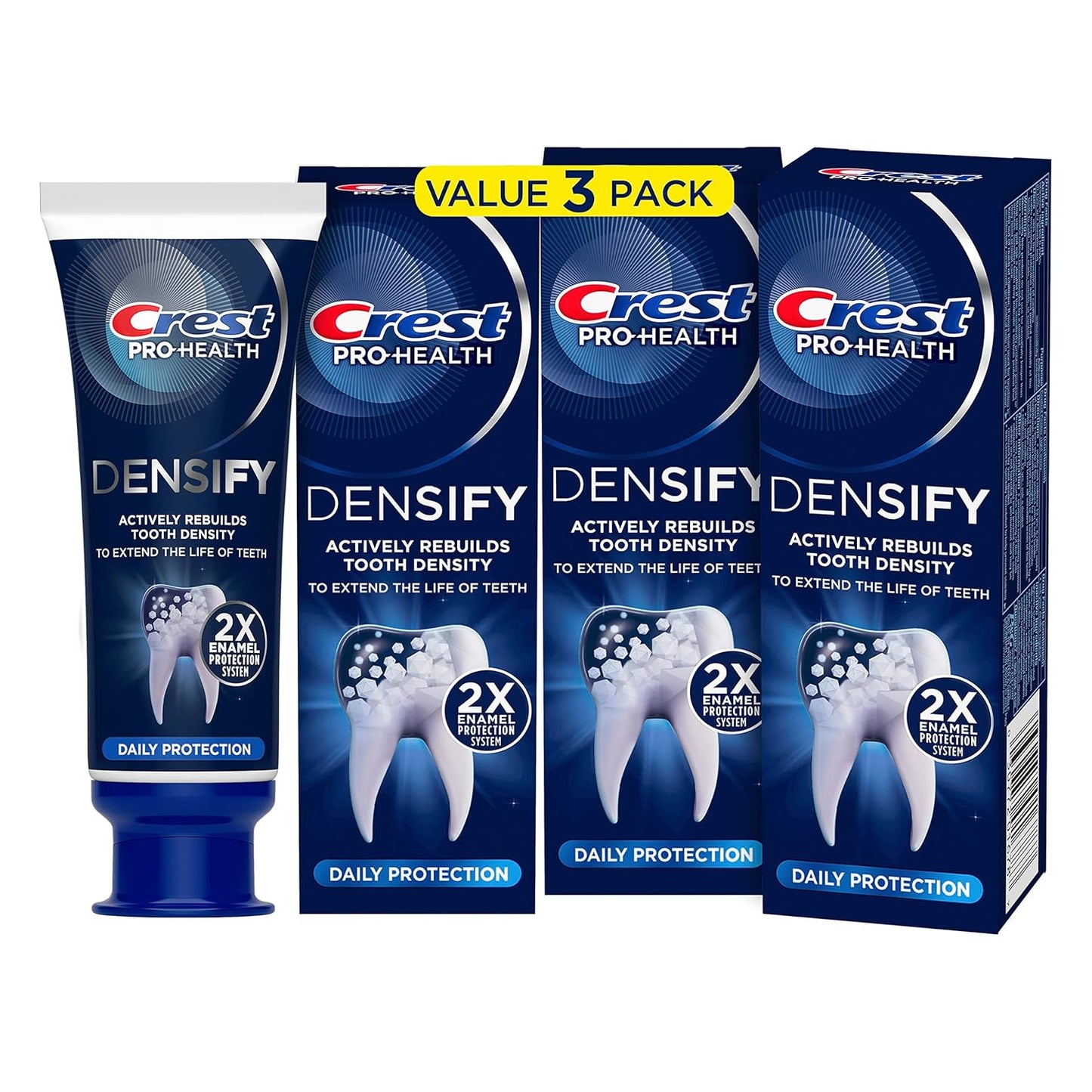 Crest Pro-Health Densify Toothpaste Daily Protection with Fluoride for Anticavity and Sensitive Teeth, 4.1oz (Pack of 3)