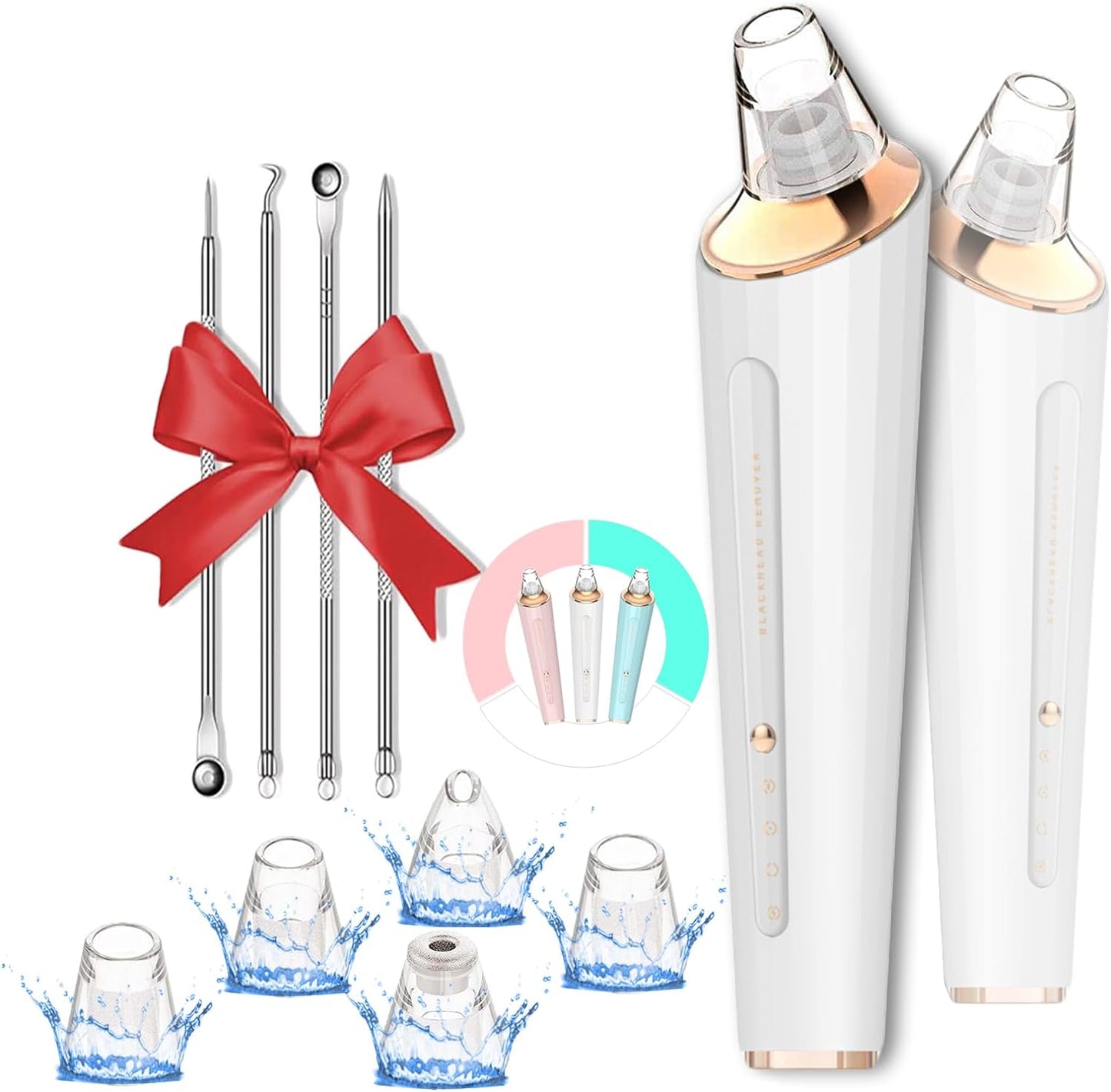 Blackhead Remover Pore Vacuum,Newest Upgraded USB Rechargeable Facial Pore Cleaner Blackhead Removal Kit with 3 Suction Power,5 Probes Black Head Extractions Tool for Women & Men (White)