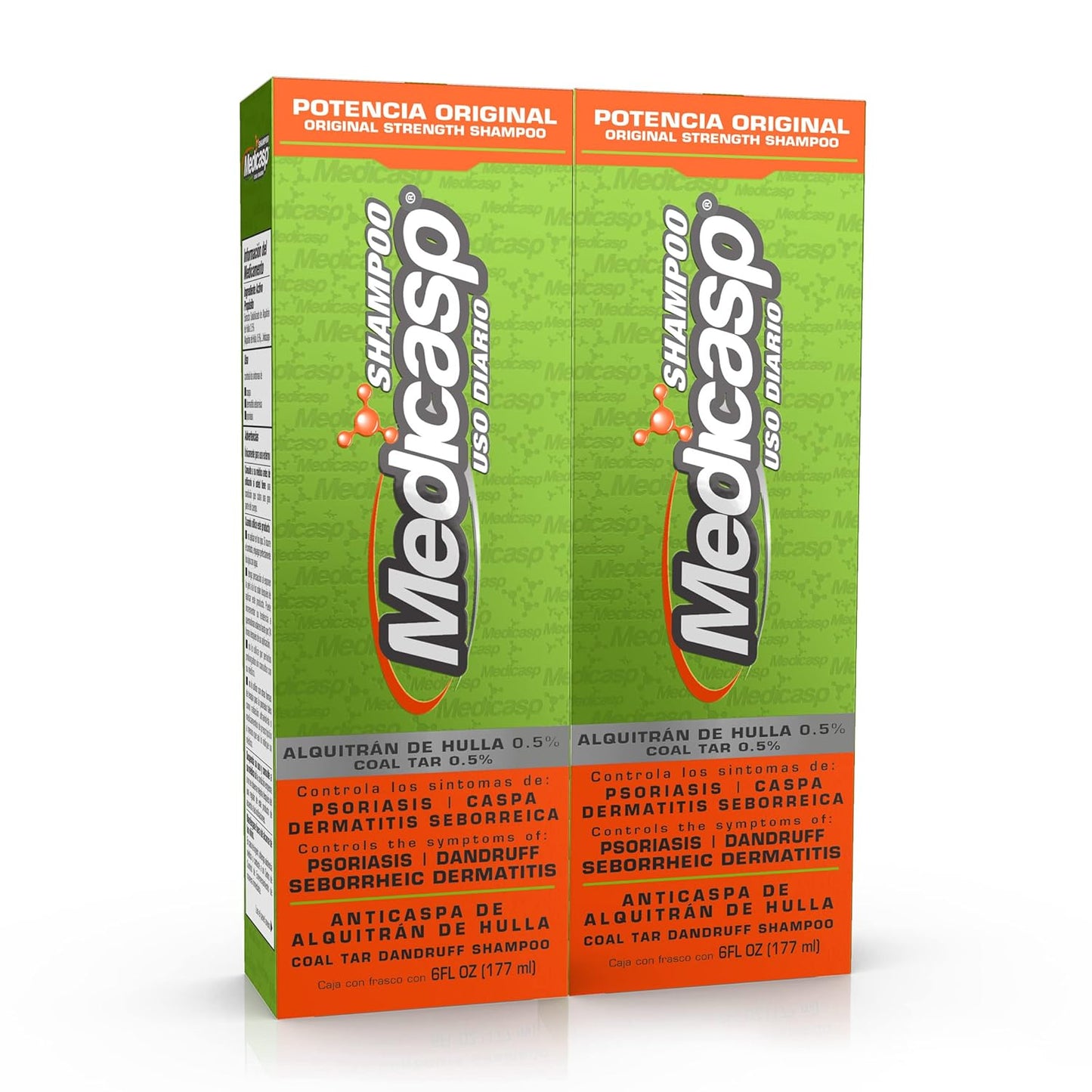 Medicasp Coal Tar Gel Dandruff Shampoo 2-Pack: 0.5% Coal Tar for Dandruff, Seborrheic Dermatitis, Psoriasis Relief, Reduces Itching, Scalp Flaking, Effective from First Use - 6 Fl Oz Each