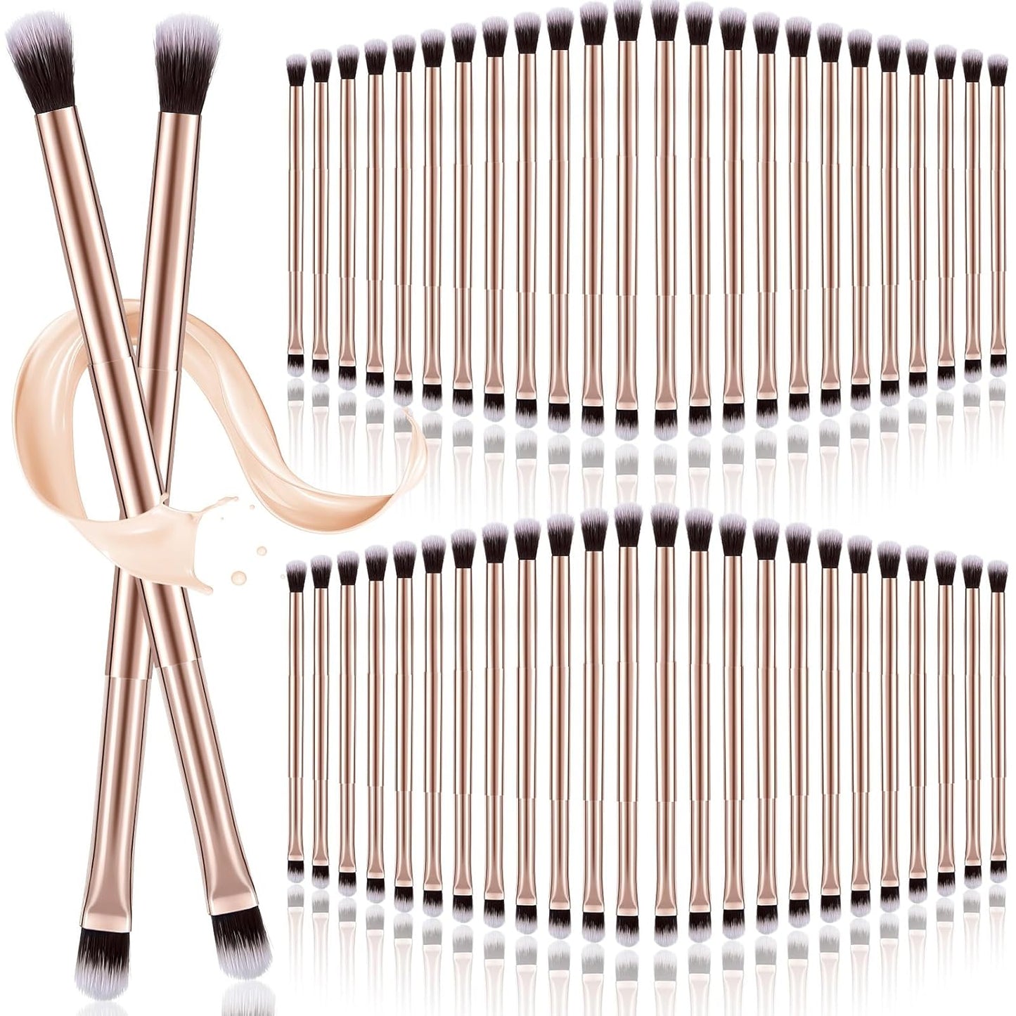 Bokon 50 Pcs Eyeshadow Smudge Brush 2 in 1 Eyeshadow Brush 2 Double Ended Concealer Brush Under Eye Small Soft Firm Pointed Foundation Makeup Applicator for Blending Eye Shadow Liner