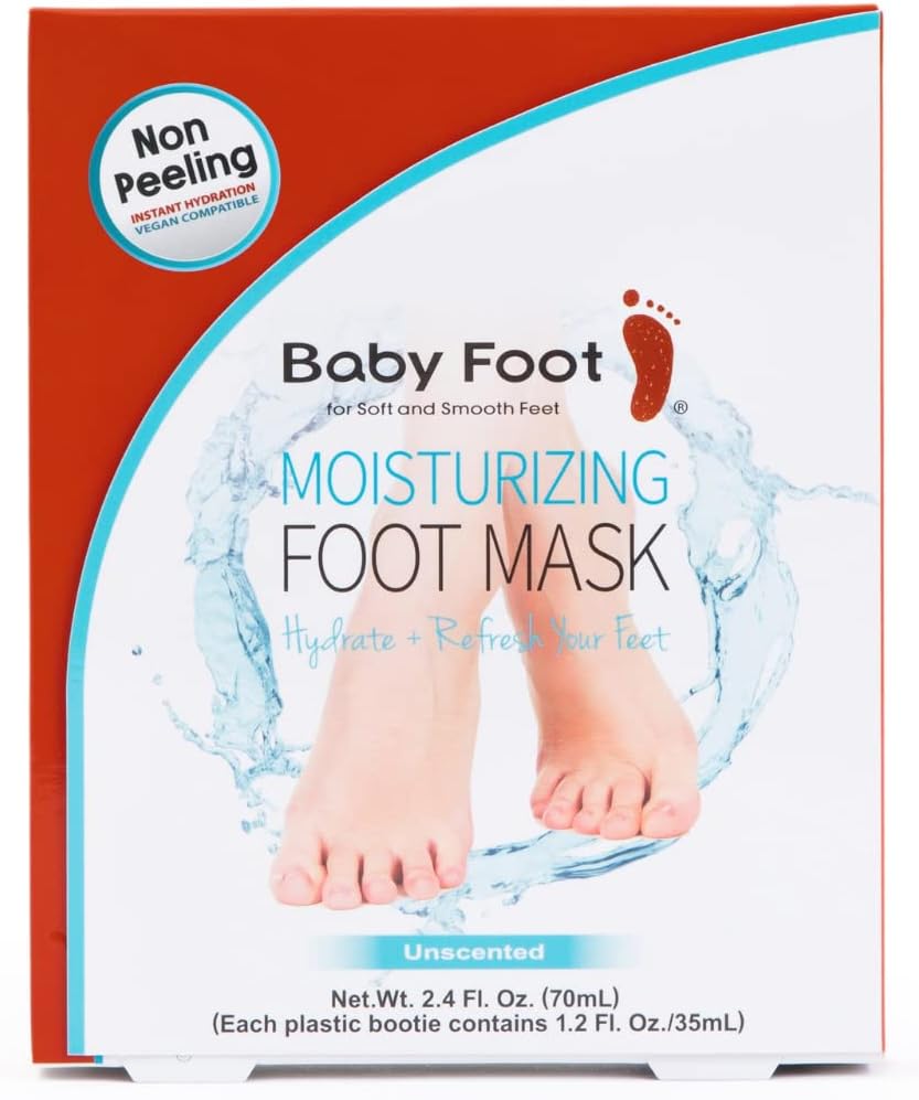 Baby Foot Unscented Non-Peel Moisturing Mask Ð Hydrate and Refesh Feet in 15-Minute - No Pain Feet Treatment - For Men and Women - Smooth and rich moisturizer for Baby Soft Feet