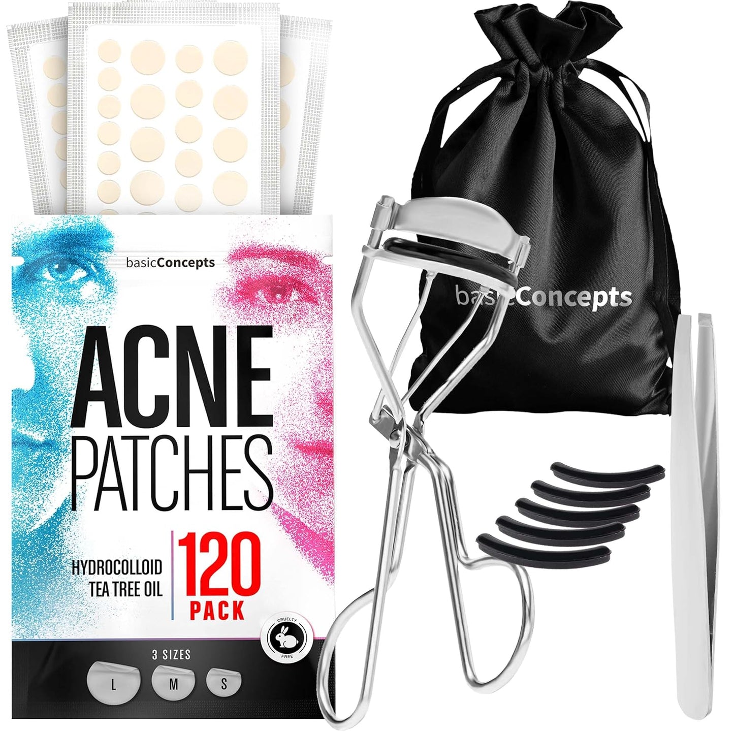 Silver Eyelash Curler and Acne Patch Bundle