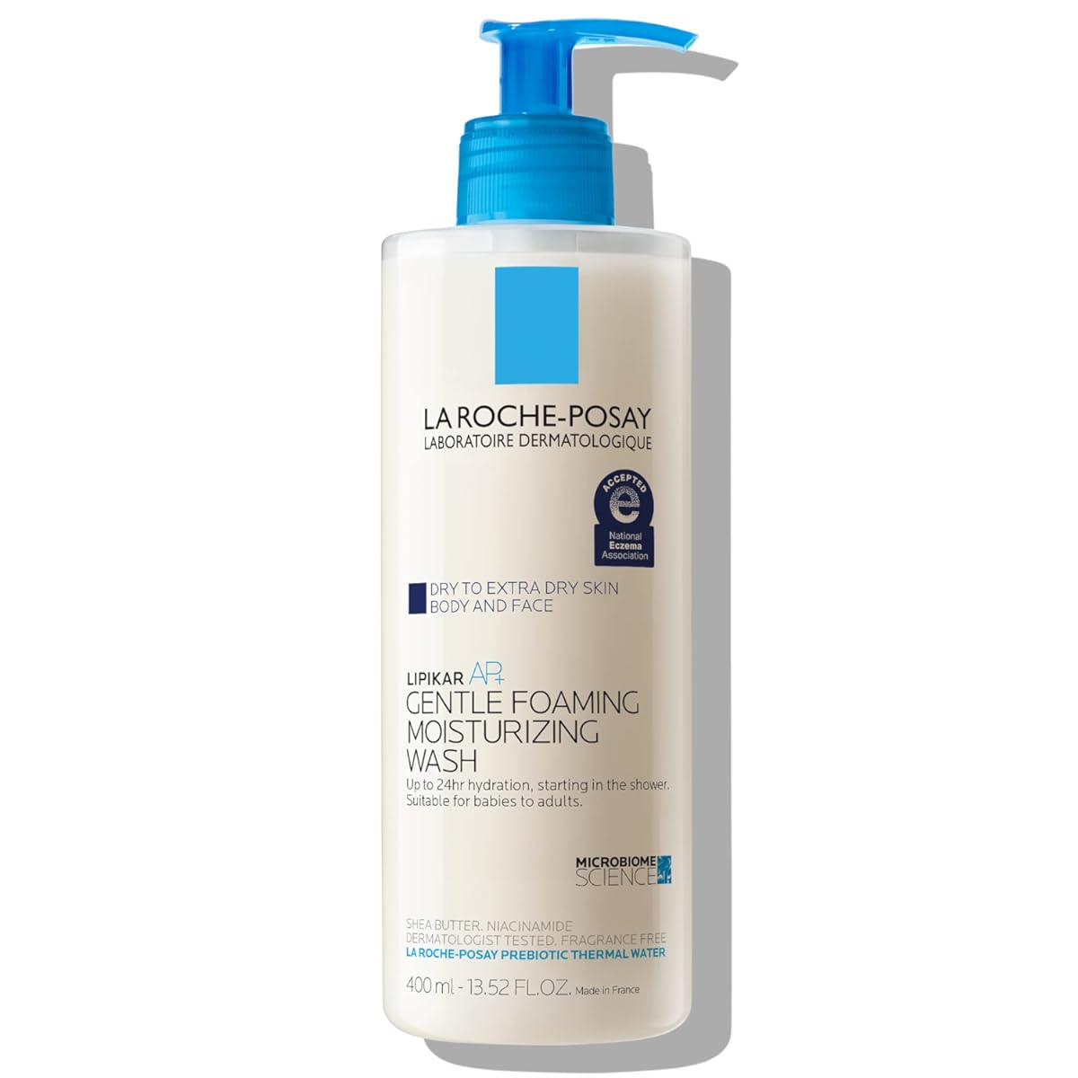 La Roche-Posay Lipikar Wash AP+ Body & Face Wash with Pump, Gentle Daily Cleanser with Shea Butter & Niacinamide for Extra Dry Skin, Allergy Tested