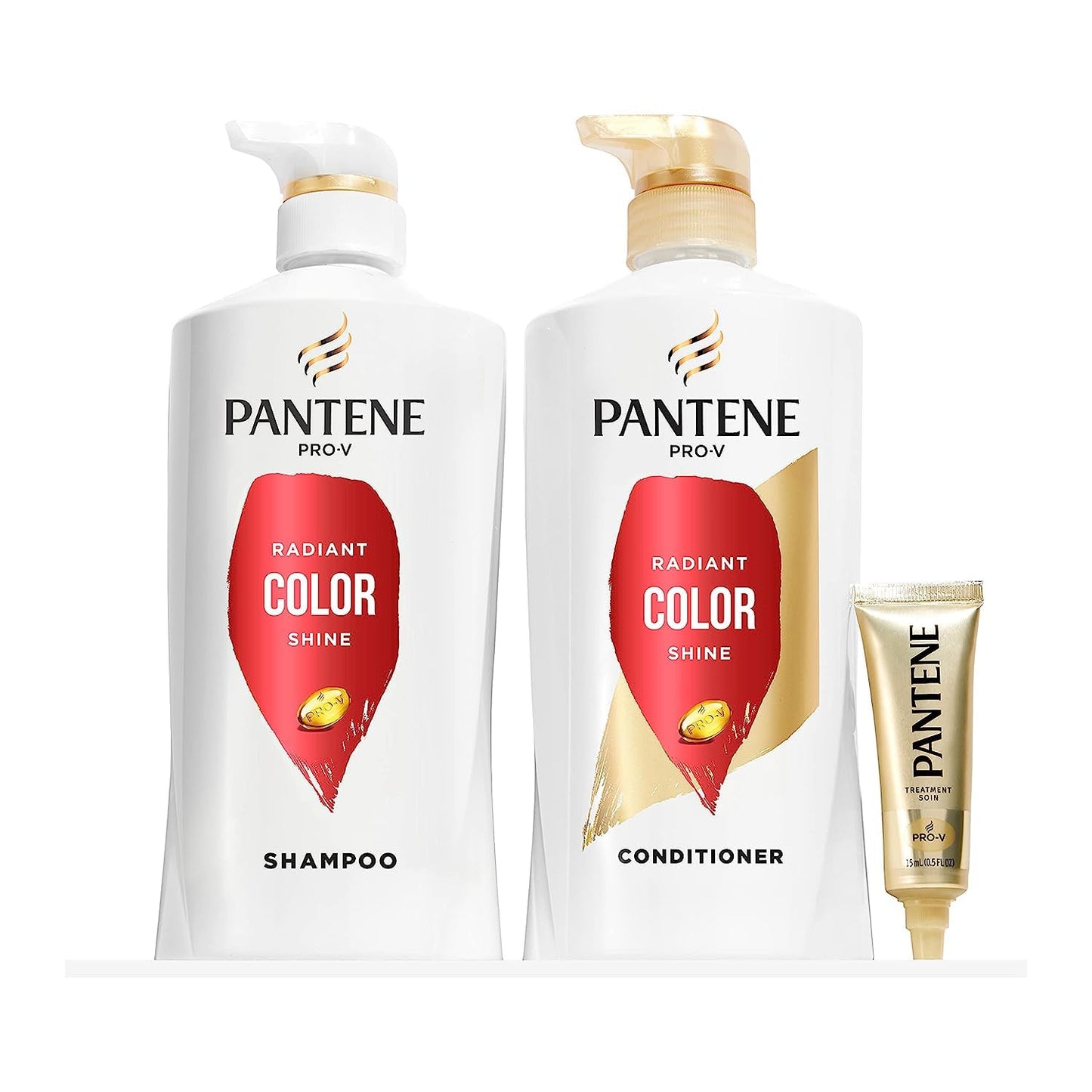 Pantene Shampoo, Conditioner and Hair Treatment Set, Radiant Color Shine, Safe for Color-Treated Hair