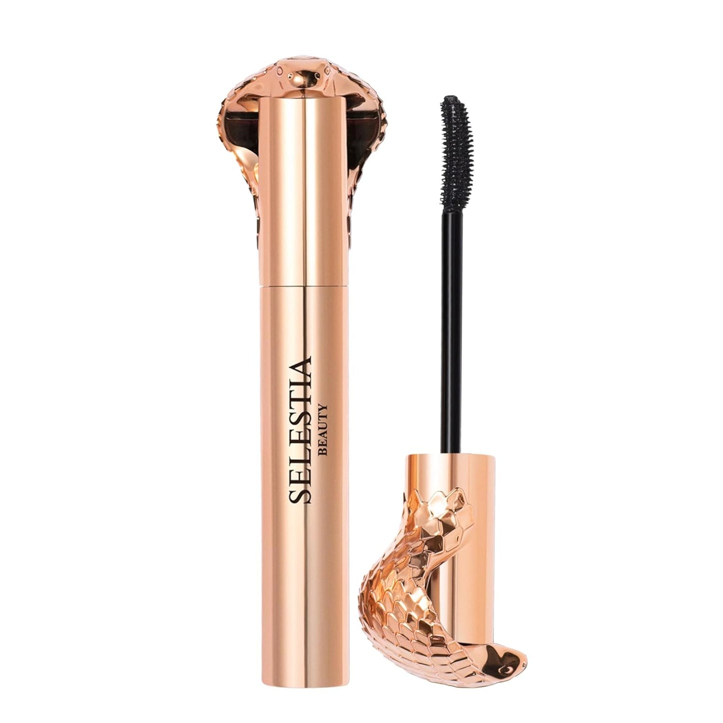 SELESTIA BEAUTY Royal Volume and Curl Mascara Queen Cobra - Enhances Natural Lashes with Dramatic Volume and Length - Smooth Application - Curling Effect (Black) - Valentine's Day Gifts for Girls, Mom