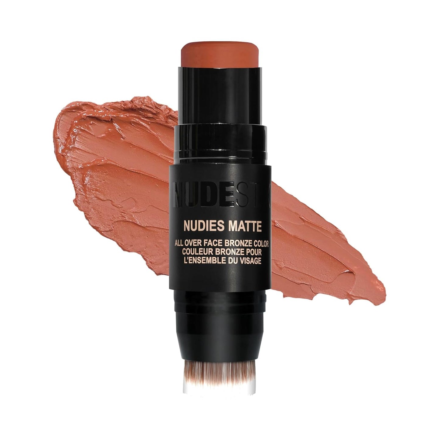 Nudestix Nudies Matte Cream Bronzer 3-in-1 All Over Face Colour for Face, Eyes, and Lips w/Blending Brush (Sunkissed)