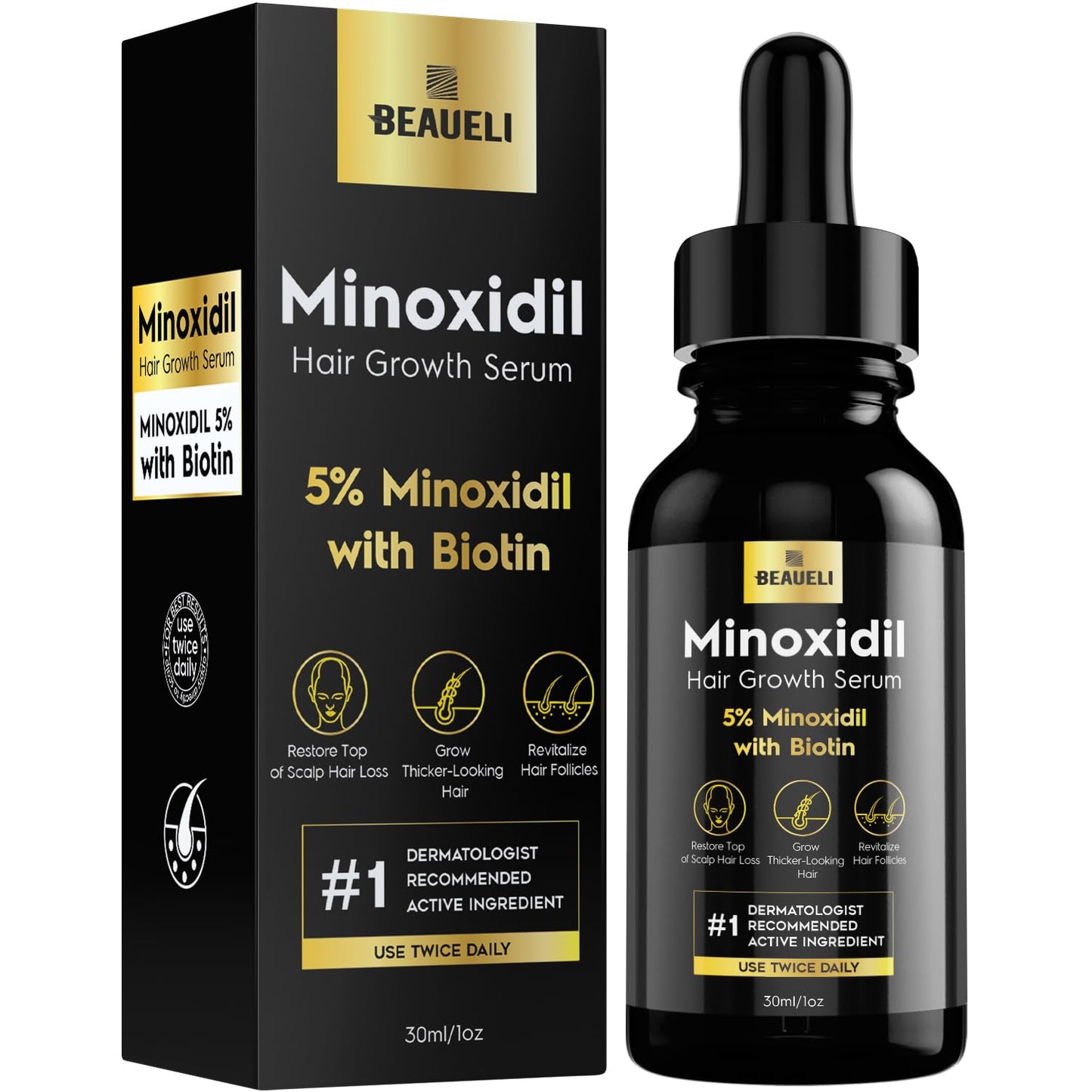 5% Minoxidil for Men and Women Hair Growth Serum Minoxidil 5 Percent Hair Growth for Women and Men with Biotin Hair Loss Treatments Hair Regrowth Treatment for Thicker Longer Fuller Hair 30ml