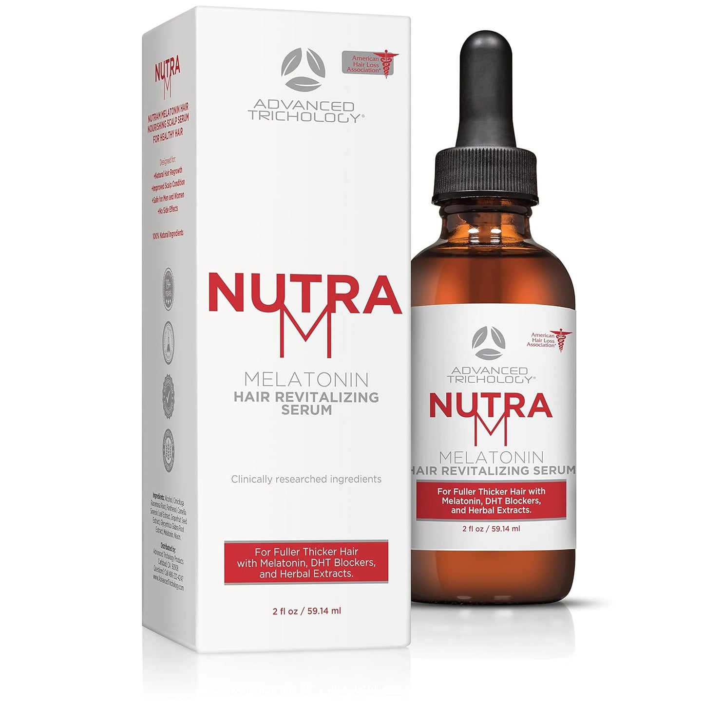 NutraMª Hair Growth Serum - Dermatologist Tested, Approved* by American Hair Loss Association | Scalp DHT Blocker for Thinning Hair Men and Women, Backed by 20 Years of Hair Regrowth Clinic Experience