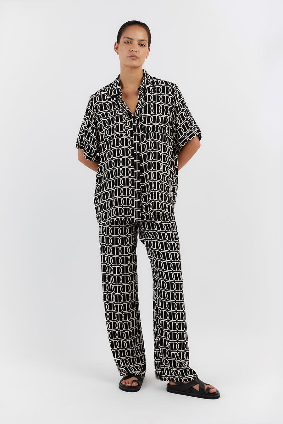 IZZIE CHAIN VACATION SHIRT Clothing DISSH Boutiques 8 BLACK