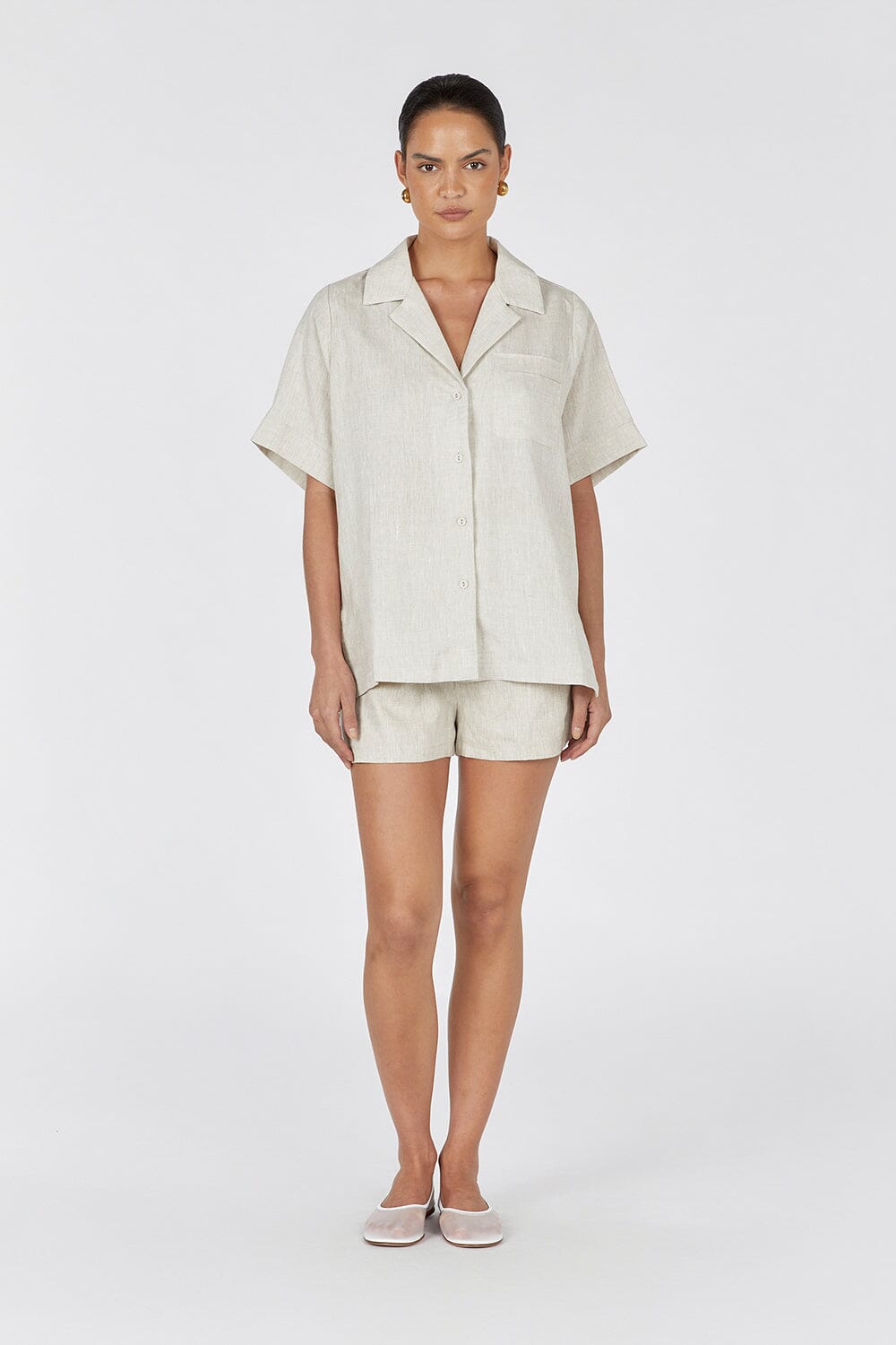 CAMPBELL NATURAL LINEN SHIRT Clothing DISSH Boutiques 16 NATURAL