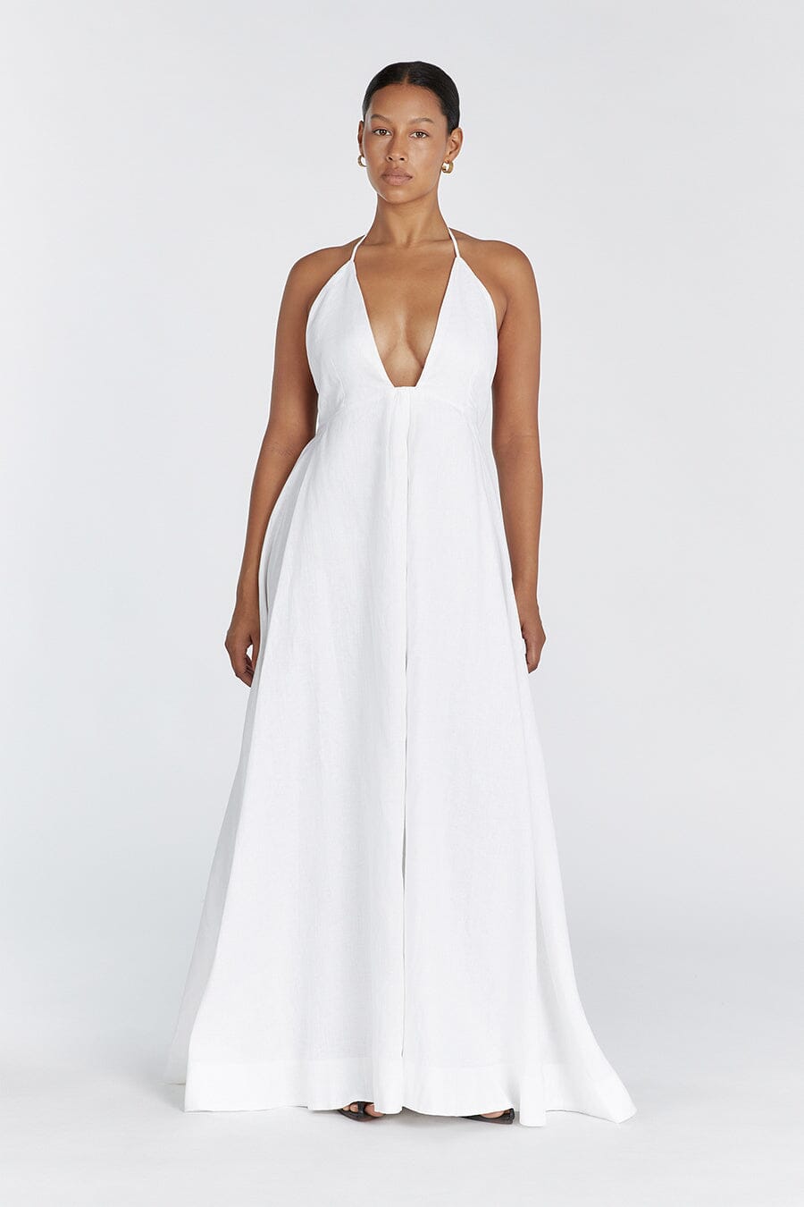 SICILY WHITE LINEN MAXI DRESS