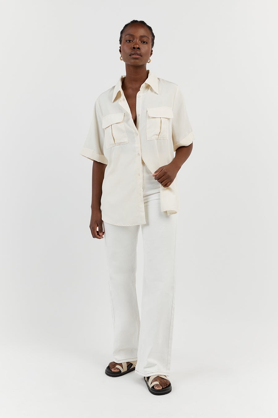 AMELIA OFF WHITE SAFARI SHIRT Clothing DISSH Boutiques 6 OFF WHITE