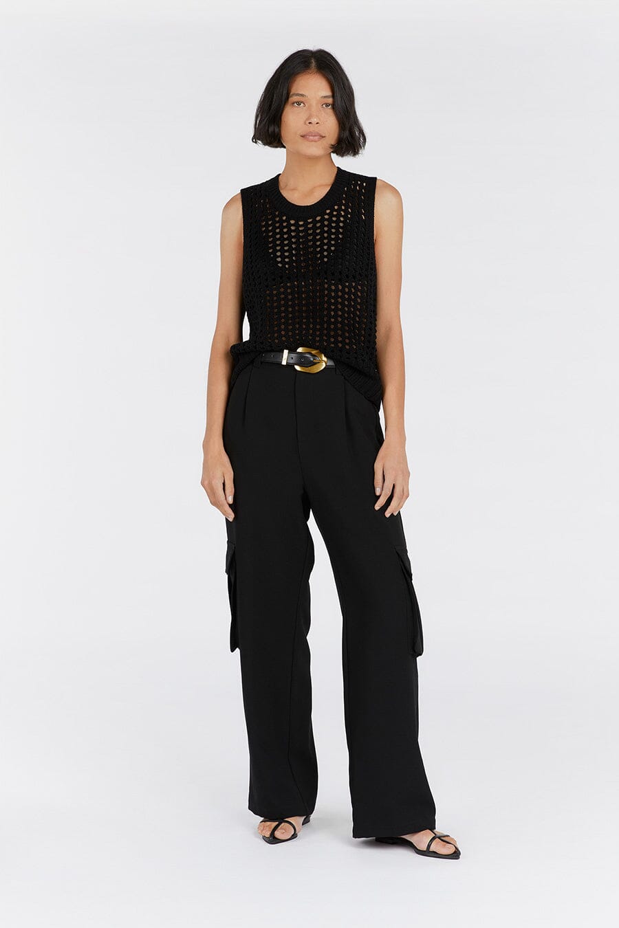 HUNTER BLACK CROCHET TANK Clothing DISSH Boutiques XS BLACK