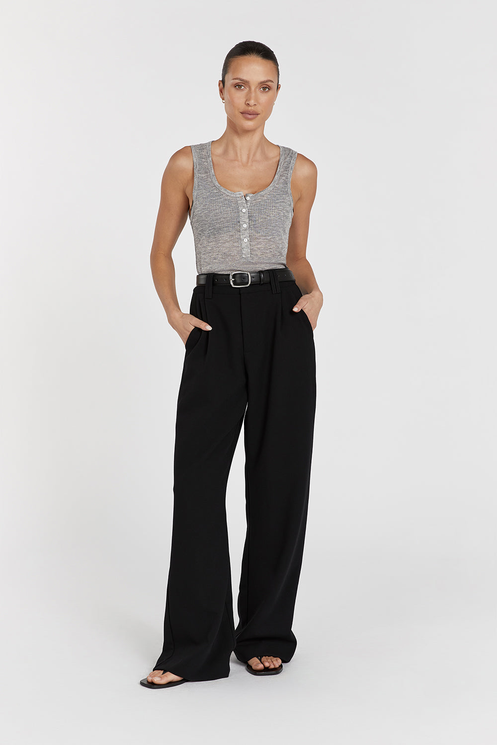 ARDEN GREY MARLE KNIT TANK Clothing DISSH Boutiques L GREY