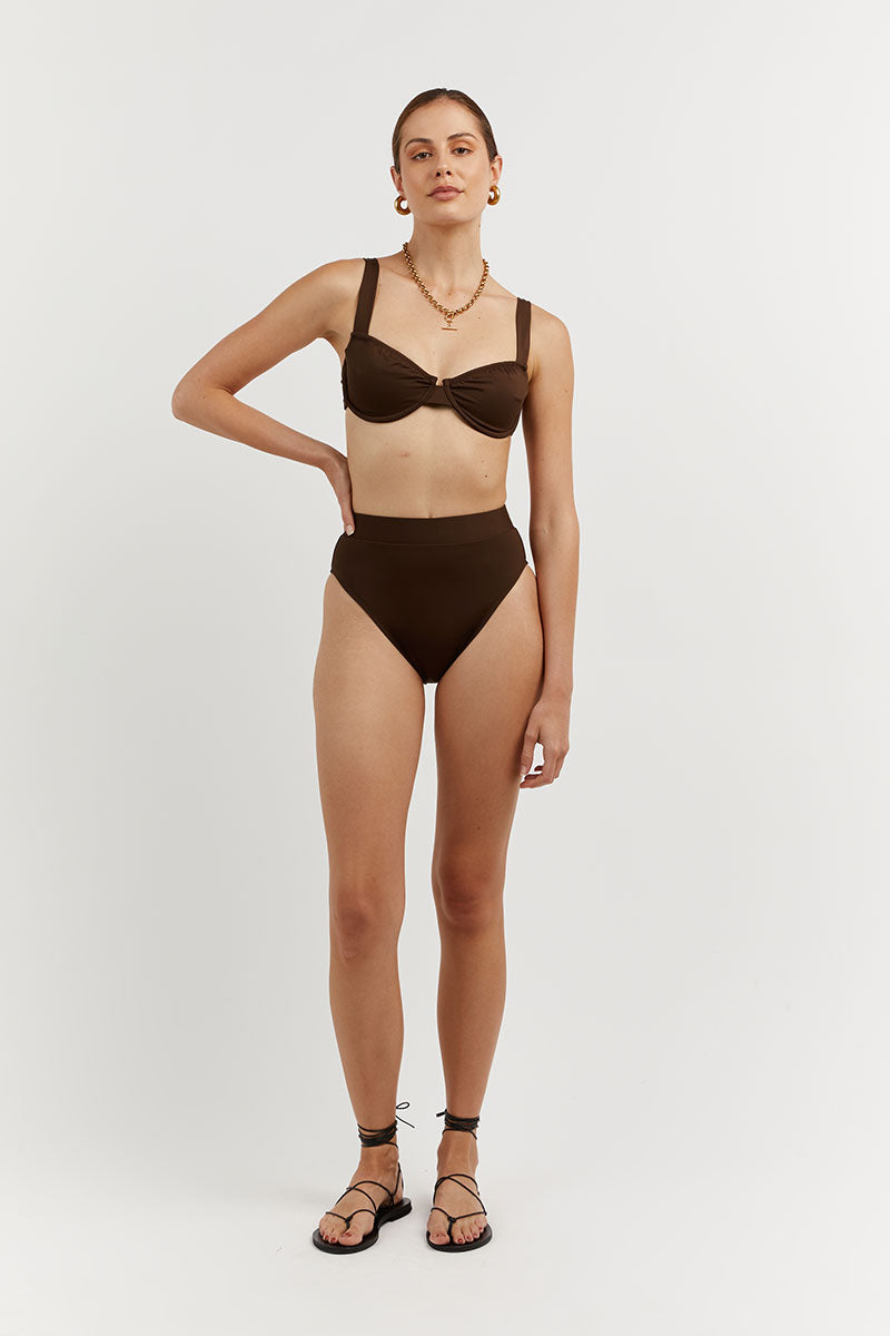 AMAYA CHOC SWIM BRALETTE TOP Clothing DISSH Boutiques XS CHOCOLATE