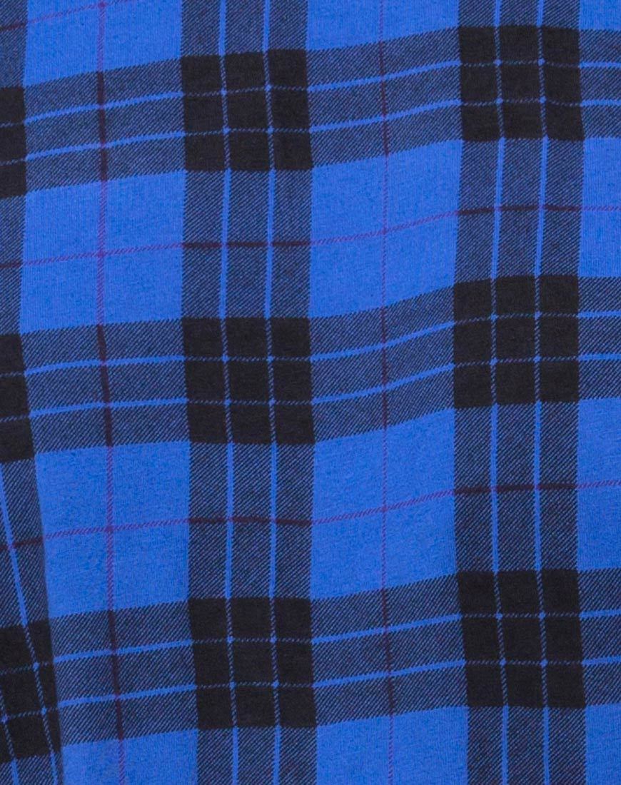 Sunny Kiss T Shirt Dress in Tartan Blue
