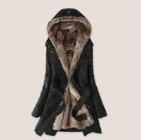 Hooded Faux Artificial Fur Slim Jacket - JCEE Shop