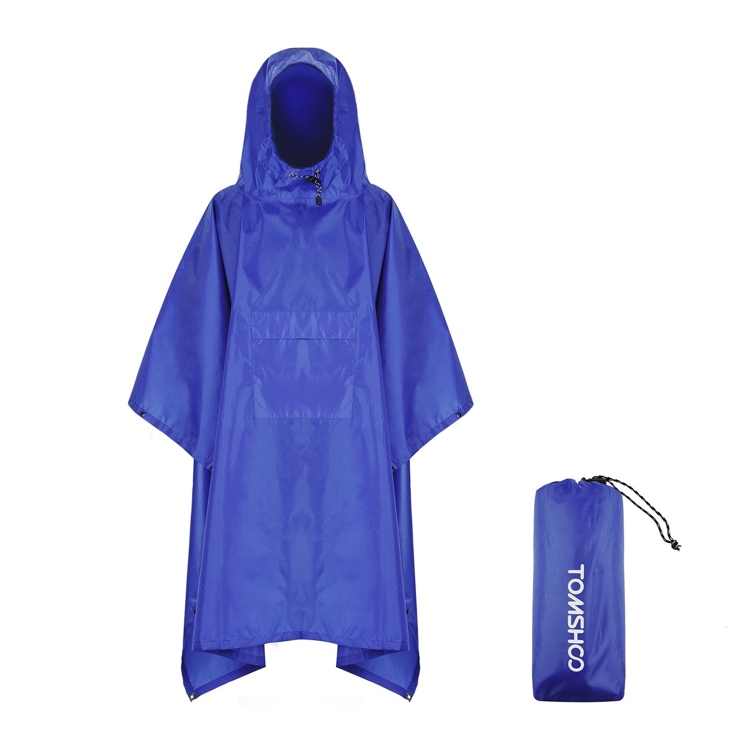 Tomshoo 3in1 Hooded Rain Poncho w Pocket Lightweight Waterproof Adult Raincoat Jacket Sun Shelter for Camping Hiking Traveling