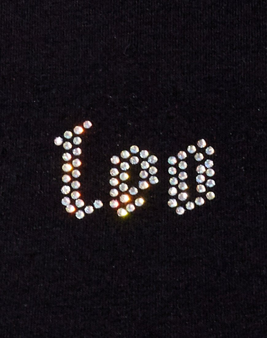 Tiney Crop Tee in Black 'Leo' Diamante
