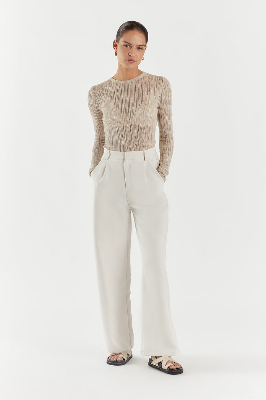 ESTELLA STONE LONG SLEEVE KNIT TOP Clothing DISSH Boutiques XS STONE