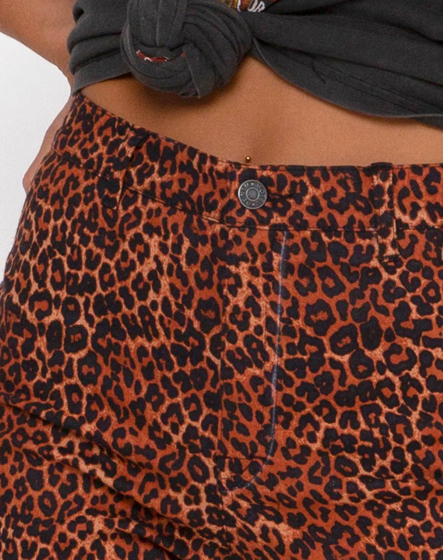 Zoven Trouser in Ditsy Leopard Orange