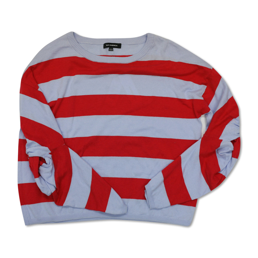 Striped Twist Sleeve Crew