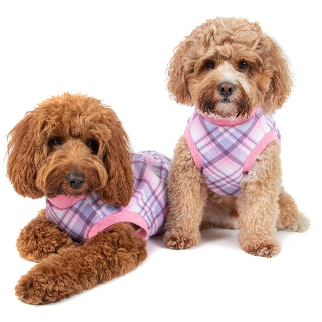 DOG FLEECE PYJAMAS: Purple and Pink Plaid {FINAL SALE}