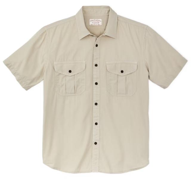 Filson Men's Washed Short Sleeve Feather Cloth Shirt-Men's Clothing-River Rock-M-Kevin's Fine Outdoor Gear & Apparel