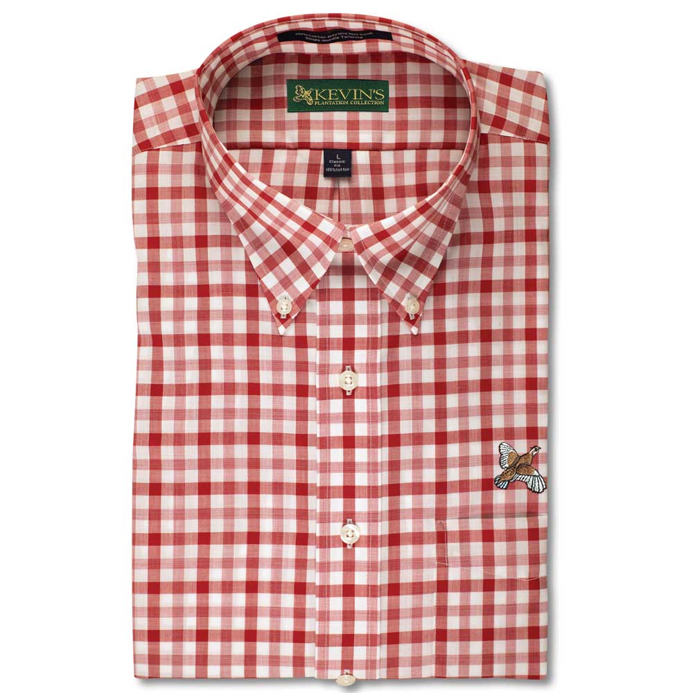 Kevin's Wrinkle Free Long Sleeve Quail Dress Shirt-NATHAN/CRIMSON-M-Kevin's Fine Outdoor Gear & Apparel