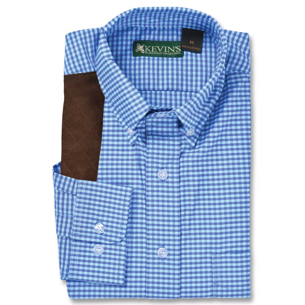 Kevin's BIG & TALL Performance Aqua / Blue Gingham Long Sleeve Right Hand Shooting Shirt