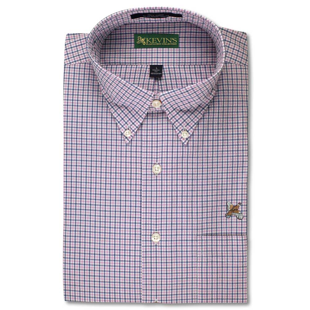 Kevin's Seersucker Short Sleeve Shirt-ALLEN/ NAVY PINK-M-Kevin's Fine Outdoor Gear & Apparel