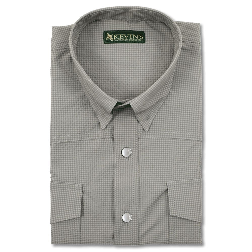 Kevin's Men's Performance Stretch Western Pearl Snap Short Sleeve Seersucker Shirt-Granite-S-Kevin's Fine Outdoor Gear & Apparel
