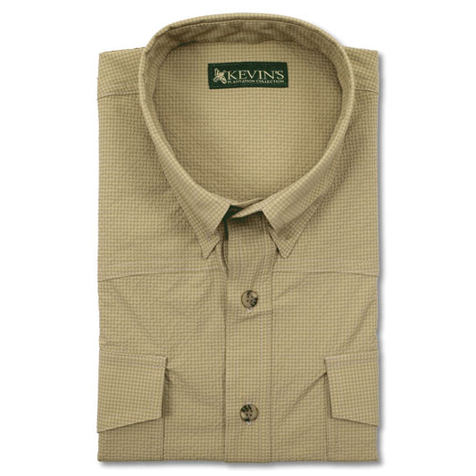 Kevin's Men's Performance Stretch Western Short Sleeve Seersucker Shirt-Khaki-S-Kevin's Fine Outdoor Gear & Apparel