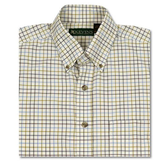 Kevin's Big & Tall Tattersall Long Sleeve Performance Dress Shirt-Men's Clothing-Moss Green-LT-Kevin's Fine Outdoor Gear & Apparel